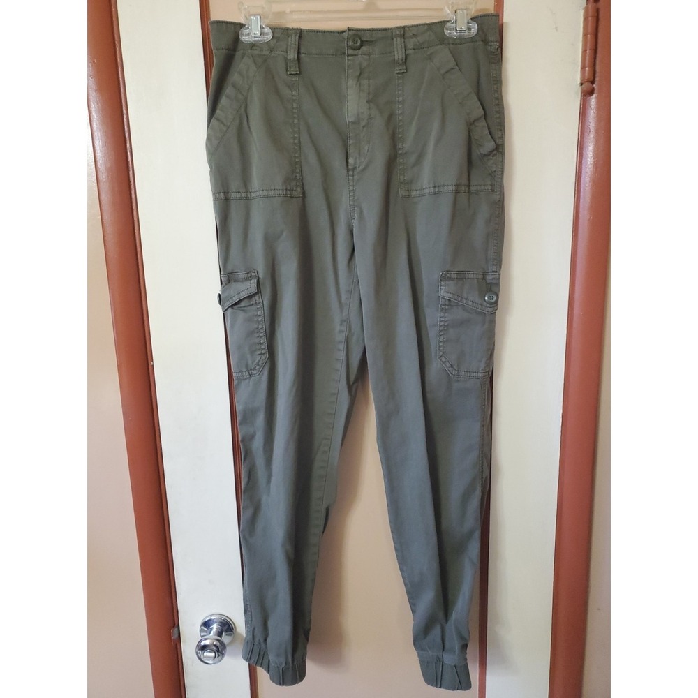 SO Womens Medium Cargo Pants Black Many Pocket Front Zip Washable Cotton Blend - Picture 2 of 8